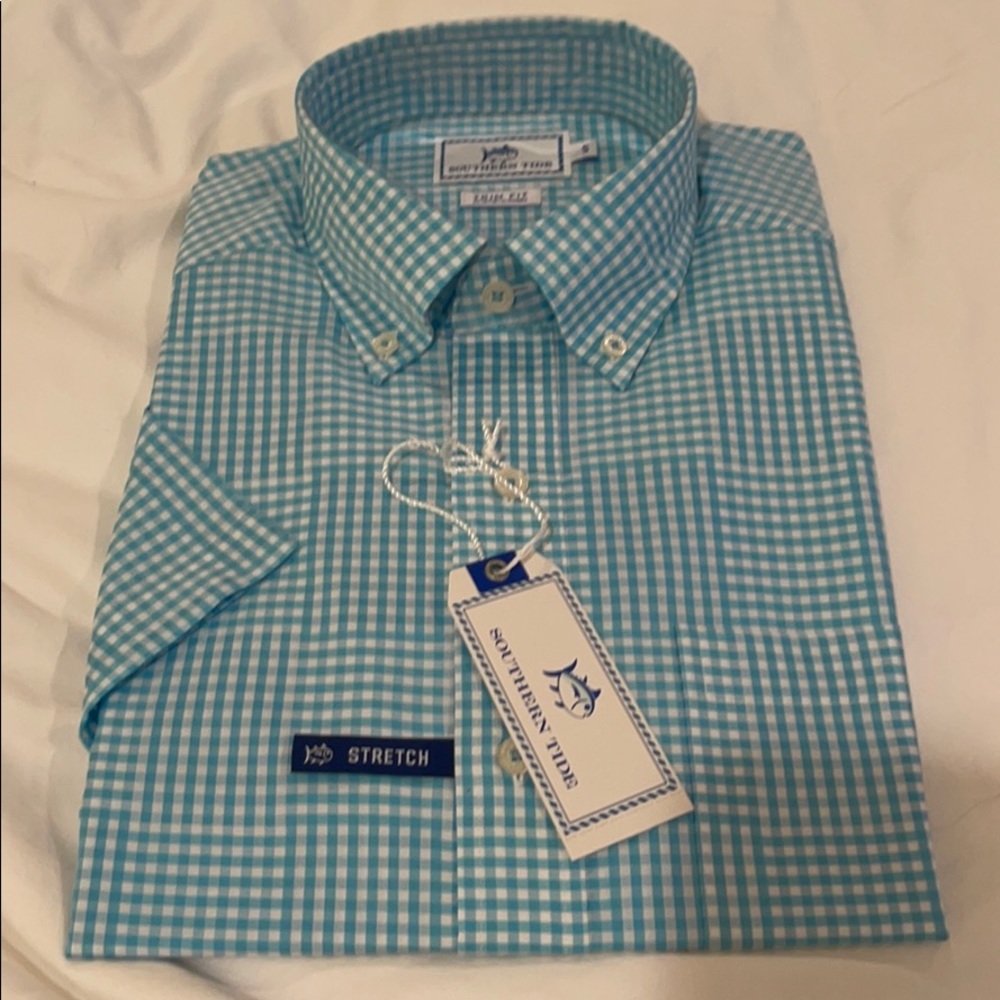 Southern Tide Trim Fit Gingham Sportshirt.